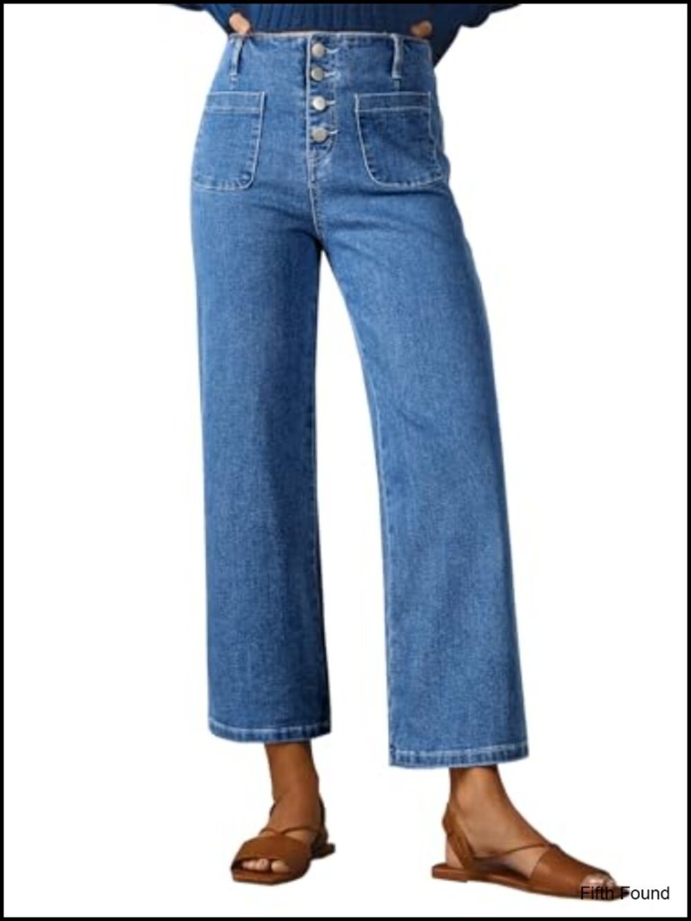 Sidefeel Wide Leg High Waisted Baggy Jeans Large Pockets